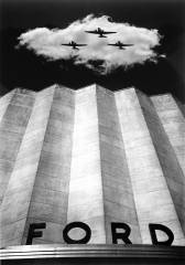 Ford Rotunda with airplanes overhead 1941
